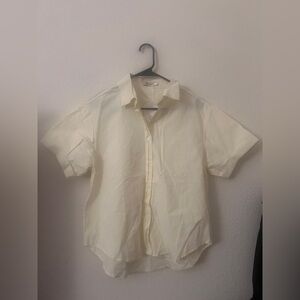 Women's Cream Button Down Shirt Short Sleeve Size M New With Tags